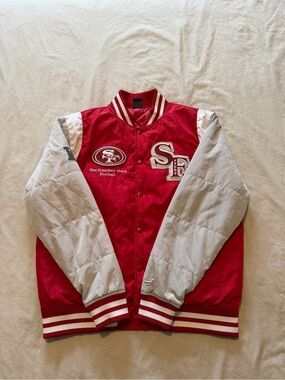 Signature San Francisco 49ers Football Snap-Front Jacket Red/White Red/Gray